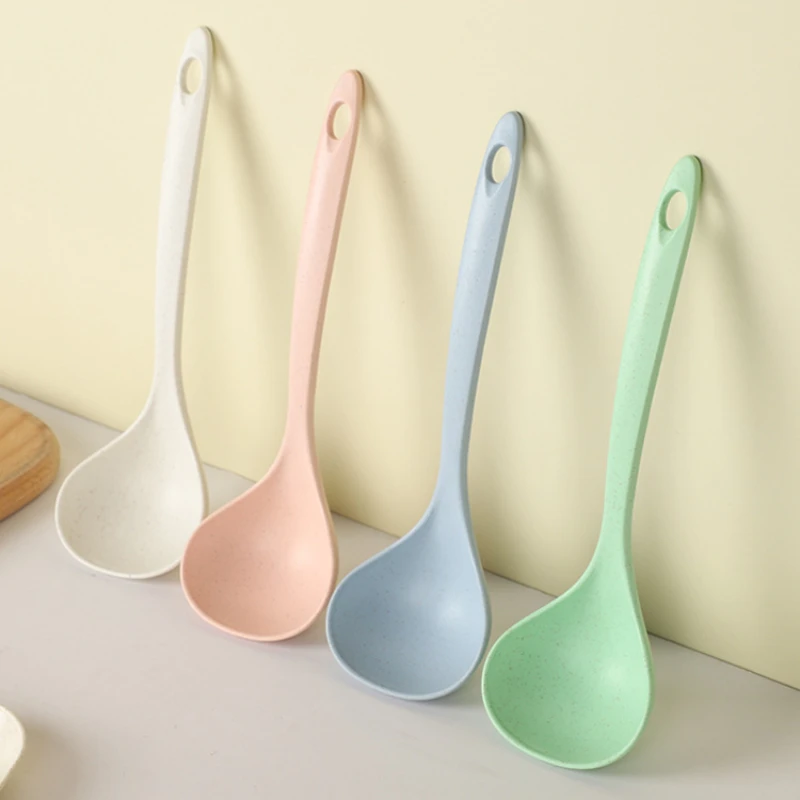 Wheat Straw Soup Spoon Household Tableware Soup Spoon Health and Environmental Protection Easy To Clean Round Ear Spoons