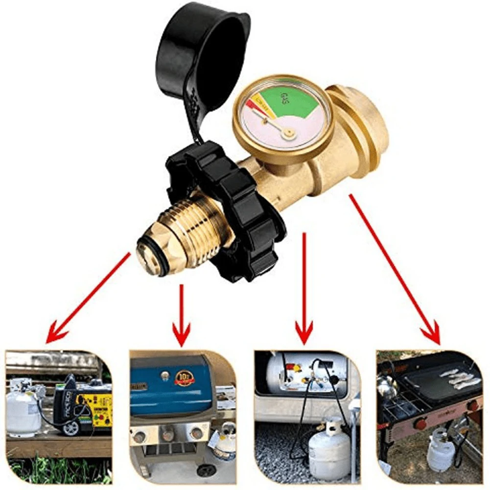 

For Camping Stoves Pressure Gauge Gas Tank Connector 95*50mm 3.74*1.96in Compatible With Type 1 Customizable Connector