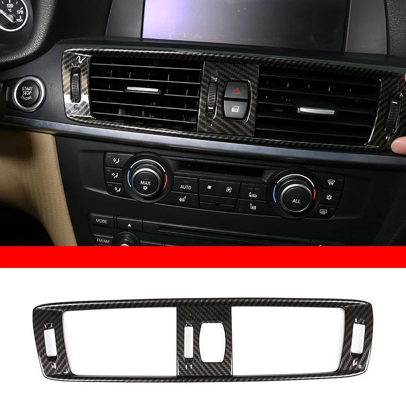For BMW X3 X4 F25 F26 2011-17 Interior Details Carbon Fiber ABS Central Control Air Conditioning Vent Frame Trim Car Accessories
