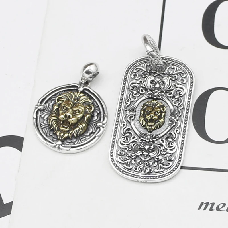 pendentif-en-argent-pur-s925-avec-motif-d'herbe-du-roi-lion-tang-pour-hommes-tendance-collier-hip-hop-retro