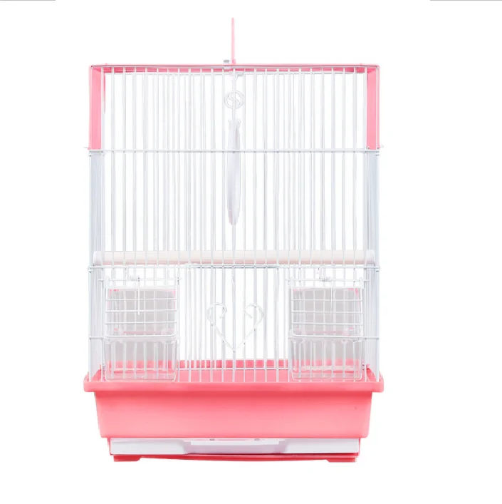 

Spot Wholesale Metal Wire Bird Cage Bird Breeding Cages Four Colors Optional Portable Parrot Cage For Sale