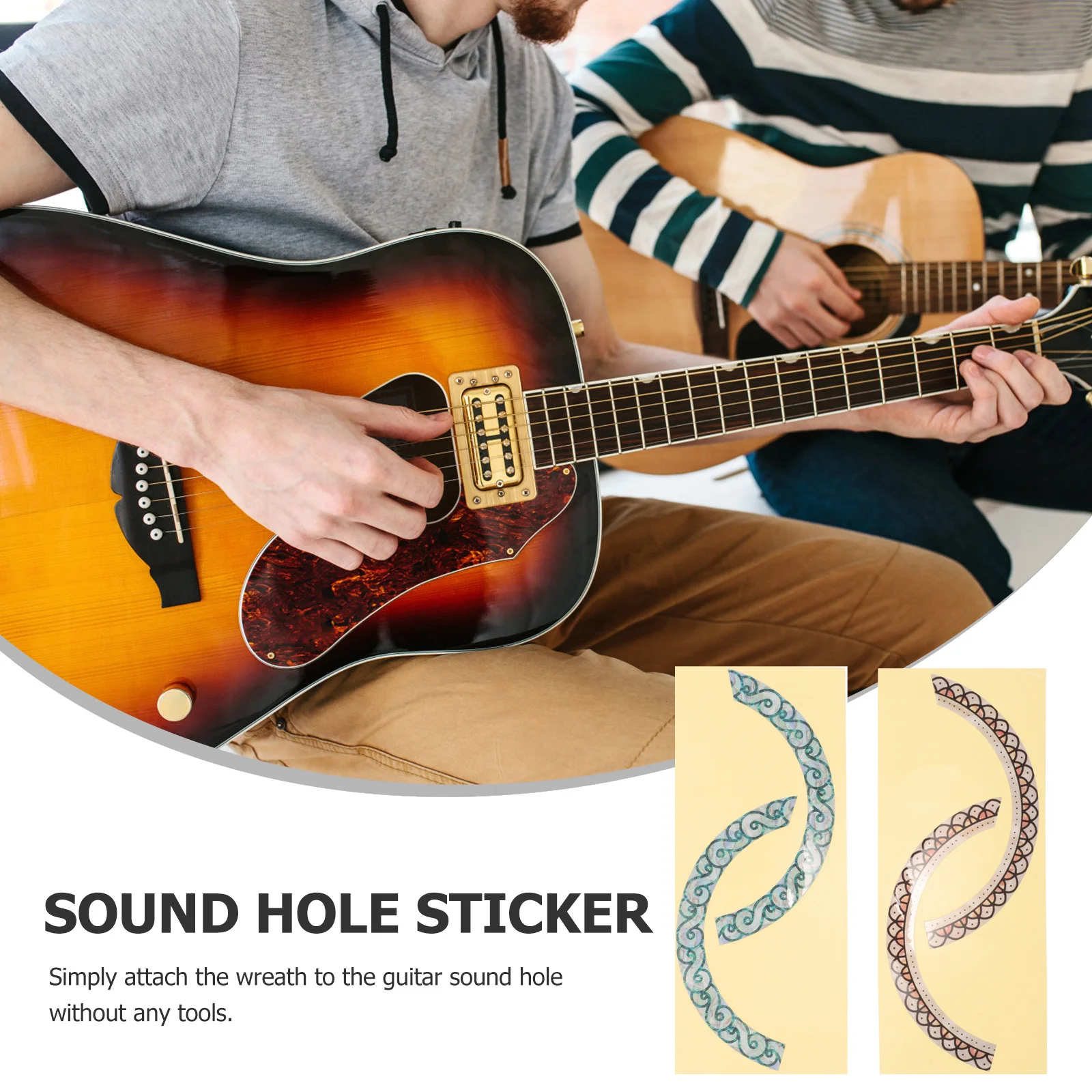

2pcs Guitar Sound Hole Stickers Acoustic Electric Guitar Decorative Decals Durable Design For Musicians Sticker Decal Instrument