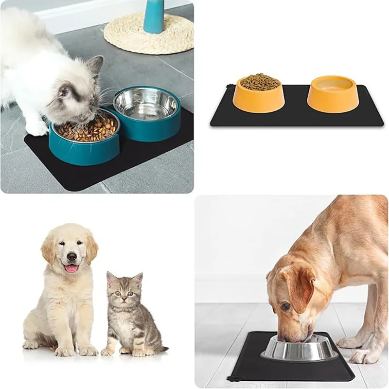 1/Pcs Silicone Pet Feeding Mat Dog Cat Waterproof Non Slip Heat Resistant Bite Resistant Easy Clean Car Travel Pet Bowl Placemat
