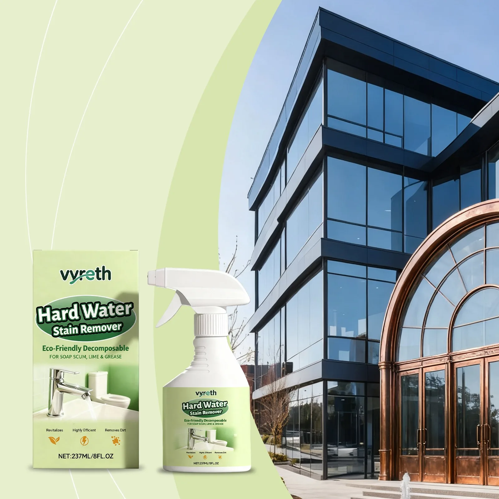 

Hard Water Stain Remover Spray for Glass,Tiles & Windows.Cuts Soap Scum & Limescale Fast.Powerful Bathroom & Kitchen Cleaner