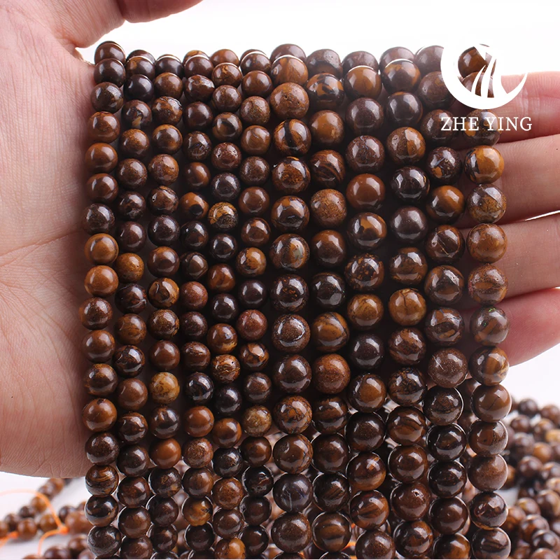 Zhe Ying New Boulder Opal Beads Round Smooth Healing Energy Stone Beads For Jewelry Making DIY Bracelet Accessories 15\'\'