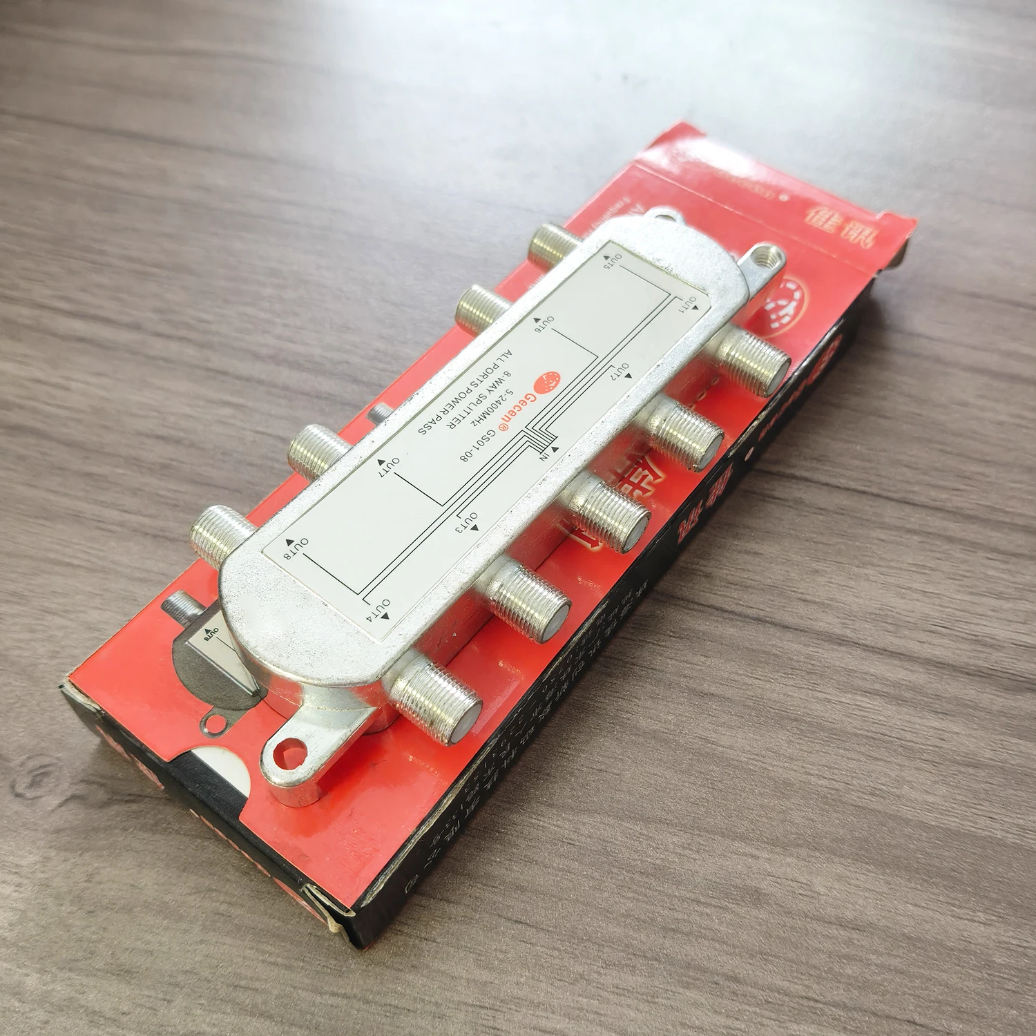 8‑Way RF Coaxial Signal Splitter 1‑In‑8‑Out F‑Connector 5‑2450MHz Low‑Loss For SATV CATV Satellite TV Antenna System