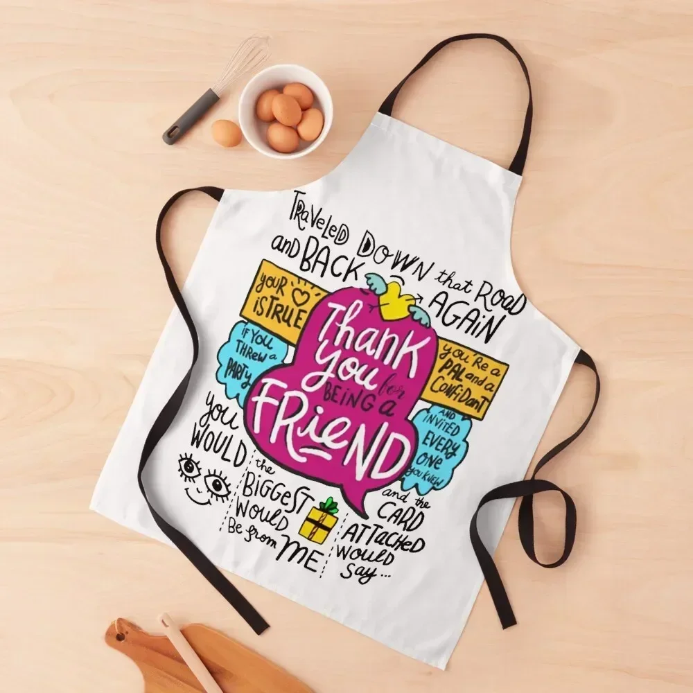 Thank You For Being A Friend Apron painters with pockets Trim Cloth Apron