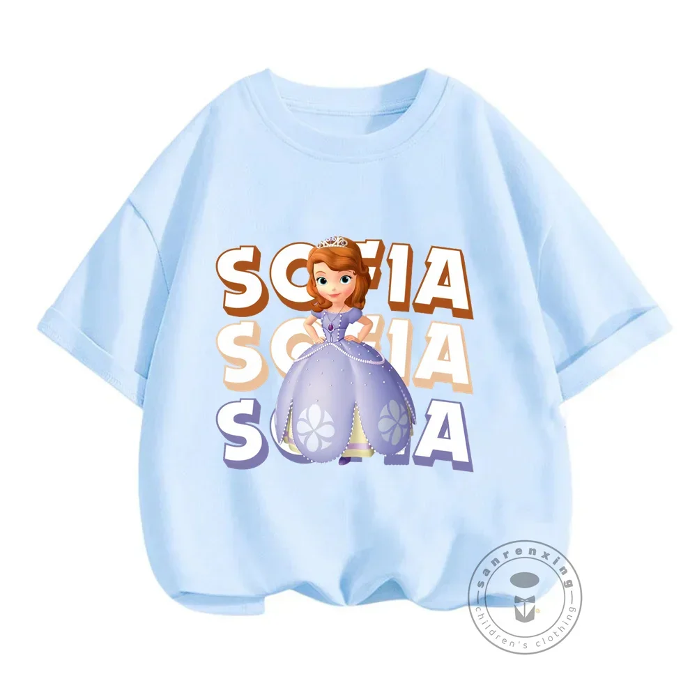 Sofia The First Anime Children\'s Clothing Short-sleeved T-shirt Children 2024 Boys and Girls T Shirt Trend Fashion Streetwear