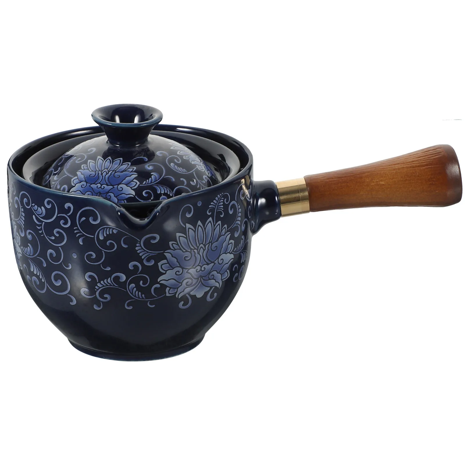 

Rotating Pot Ceramic Wooden Handle Teaware Heat Resistant Brewing Kettle For Home Office Kitchen Bar Use