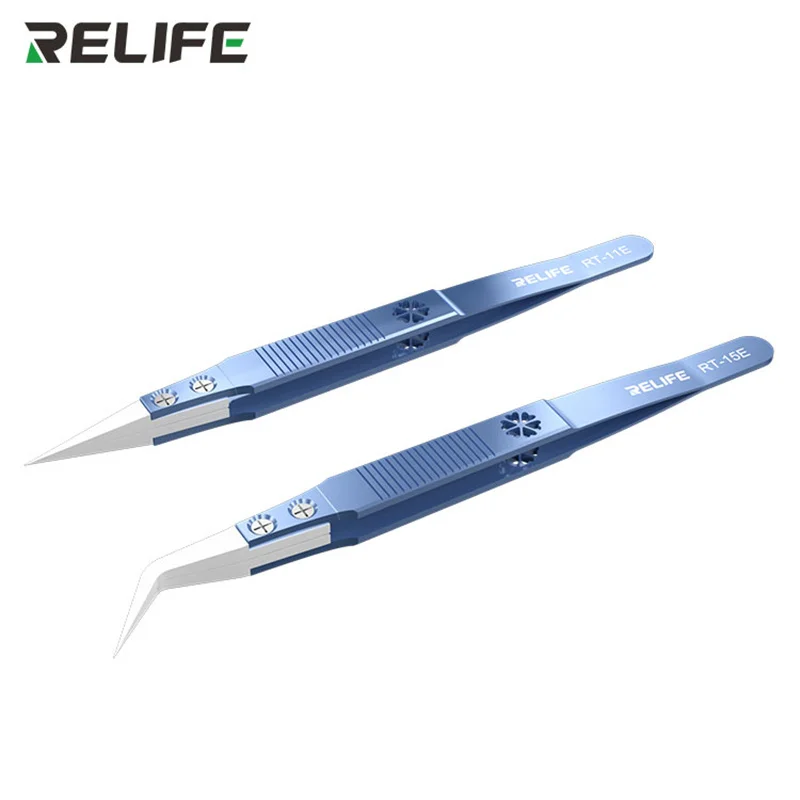 RELIFE RT-11E Высокоточный титановый сплав, керамические аксессуары, прямые изогнутые антистатические летающие зажимы для проводов