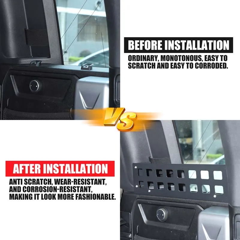 

For Land Rover Defender 110 2020+ Carbon steel + aluminum alloy Rear Trunk Window Side Storage Shelf Organizers Car Accessories