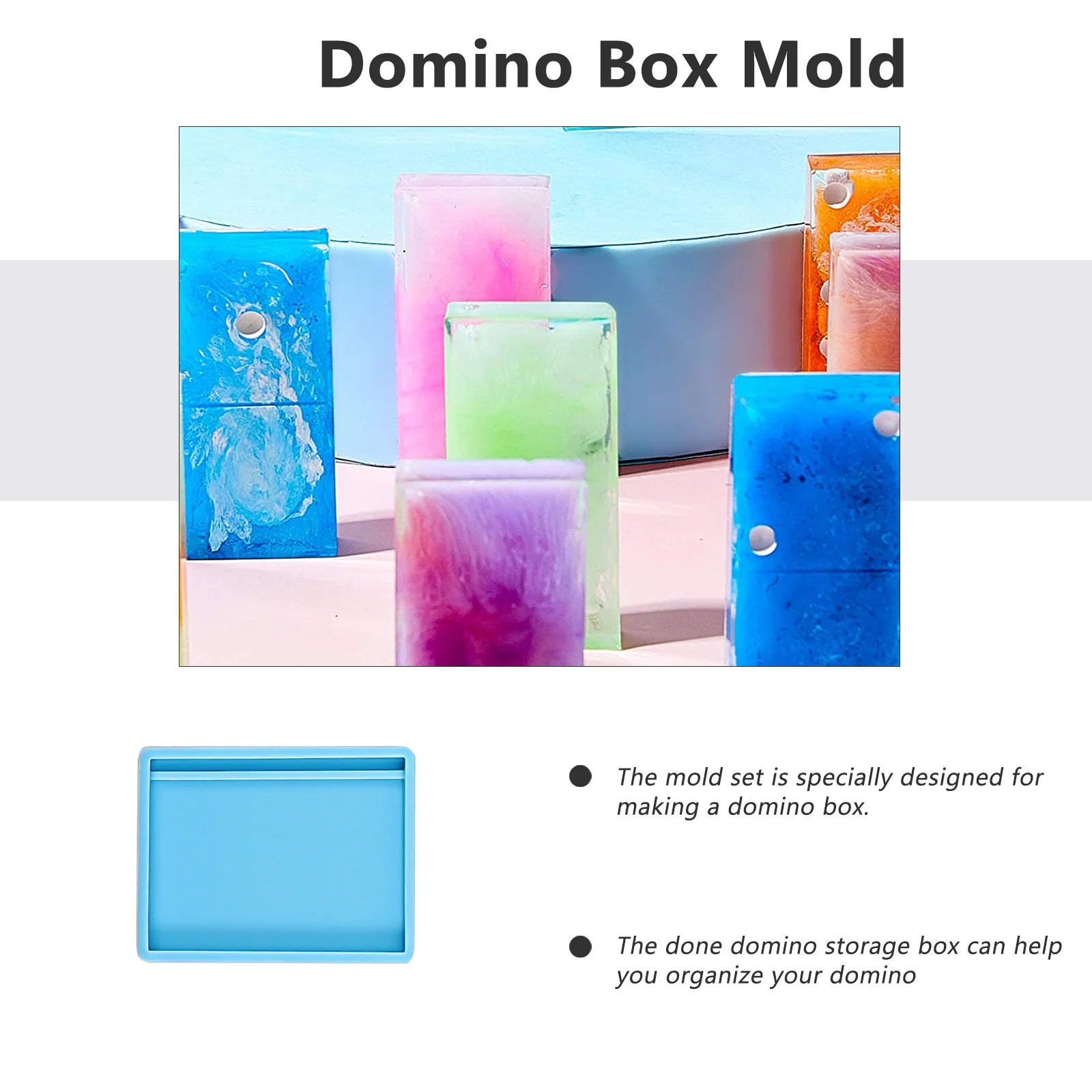1Set Domino Box Silicone Mold DIY Tool Flexible Reusable Resin Casting Mold Domino Storage Organizer Holder Mould