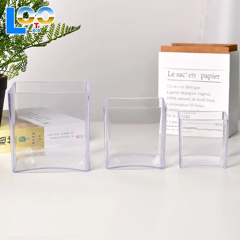 الحد الأدنى الحديثة البلاستيك الشفاف جرة مربعة المنزل زهرة زهرية المائية حاوية النباتات سطح المكتب الديكور