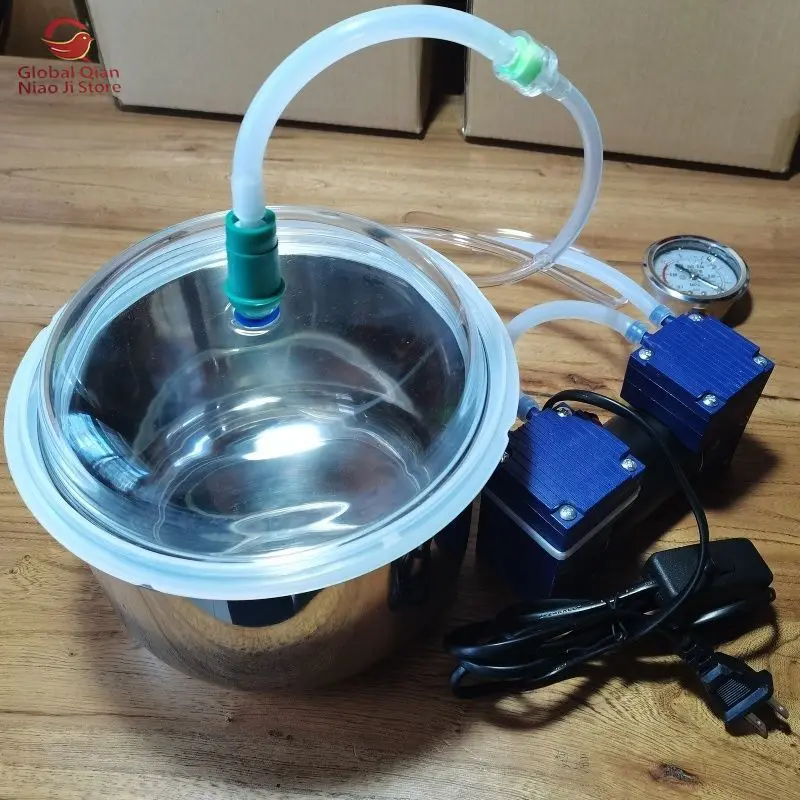 Electric Vacuum Sealing Barrel, Stainless Steel & Glass Vacuum Jar, Negative Pressure Chamber Dryer, Resin Glaze Defoamer