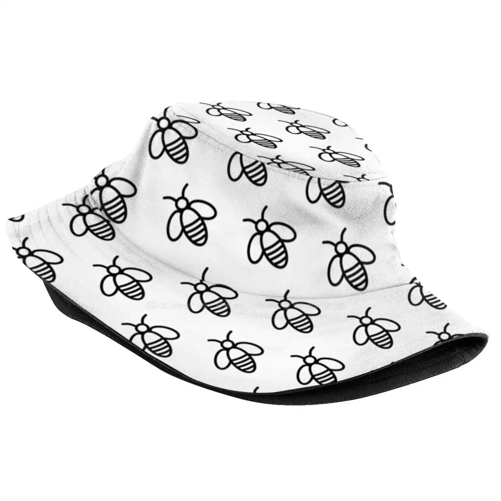 Bee Patern Sun Cap Fisherman Hat Bucket Hats Beeandbeekeeping Beekeeper Hive Insect Flowr Bee Pattern Savethebee Honeybee