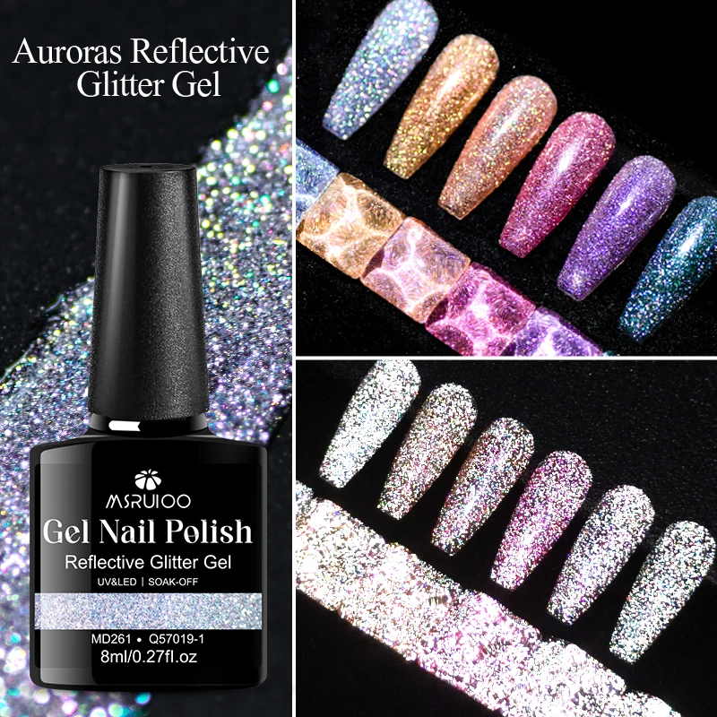

8 мл MSRUIOO Auroras Светоотражающий блестящий гель-лак для ногтей Супер искрящийся гель-лак для ногтей Soak Off Nail Art Varnish HEMA/TPO FREE