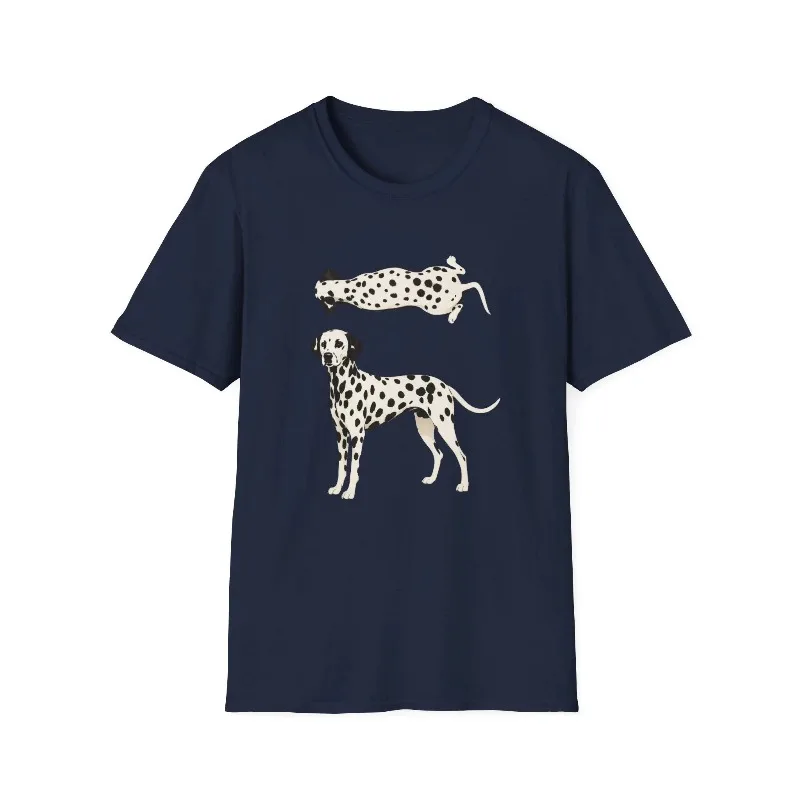 Dalmatian Illustration T-Shirt Spotted Dog Artwork, Minimal Pet Tee Summer unisex Loose and Breathable T-shirt Top Streetwear