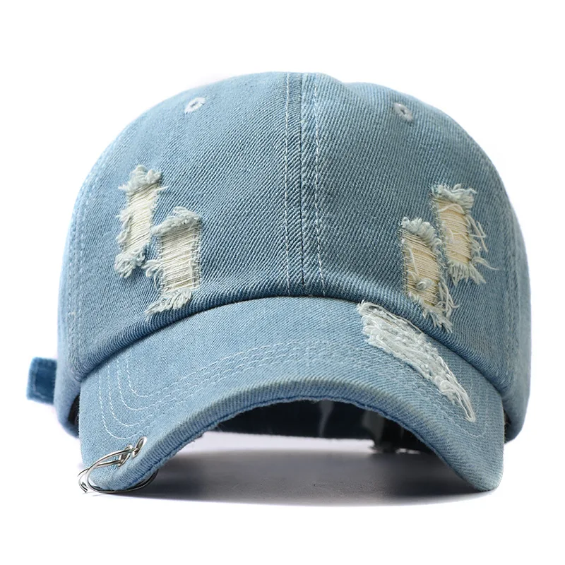 New adult casual cotton sports hat Hip hop ring baseball cap Women men washed demin cotton Distressed trucker hats