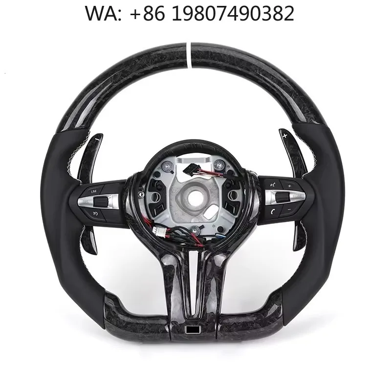 

Forged Carbon Sport Steering Wheel With White Decor Strip, Custom M-Sport Leather Mod Parts Fits F1 F2 M3 M4 M5 M6 F10 F15 F20 F