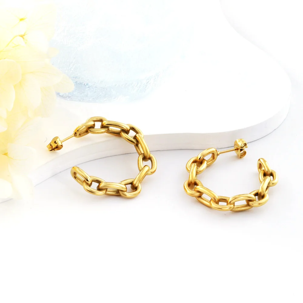 Fashion Piercing Hoop Earrings For Women Girl Silver Gold Plated Stainless Steel Round Huggie Earrings Wedding Jewelry Gifts