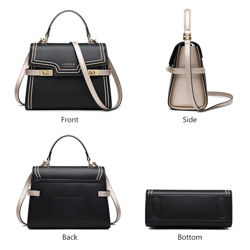 Foxer-Bolsa Mid Feminina, Bolsa Crossbody, Alta Capacidade, Bolsa de Ombro, Couro Dividido, Bolsa de Luxo Flap Messenger, Senhoras Elegante, Mulheres