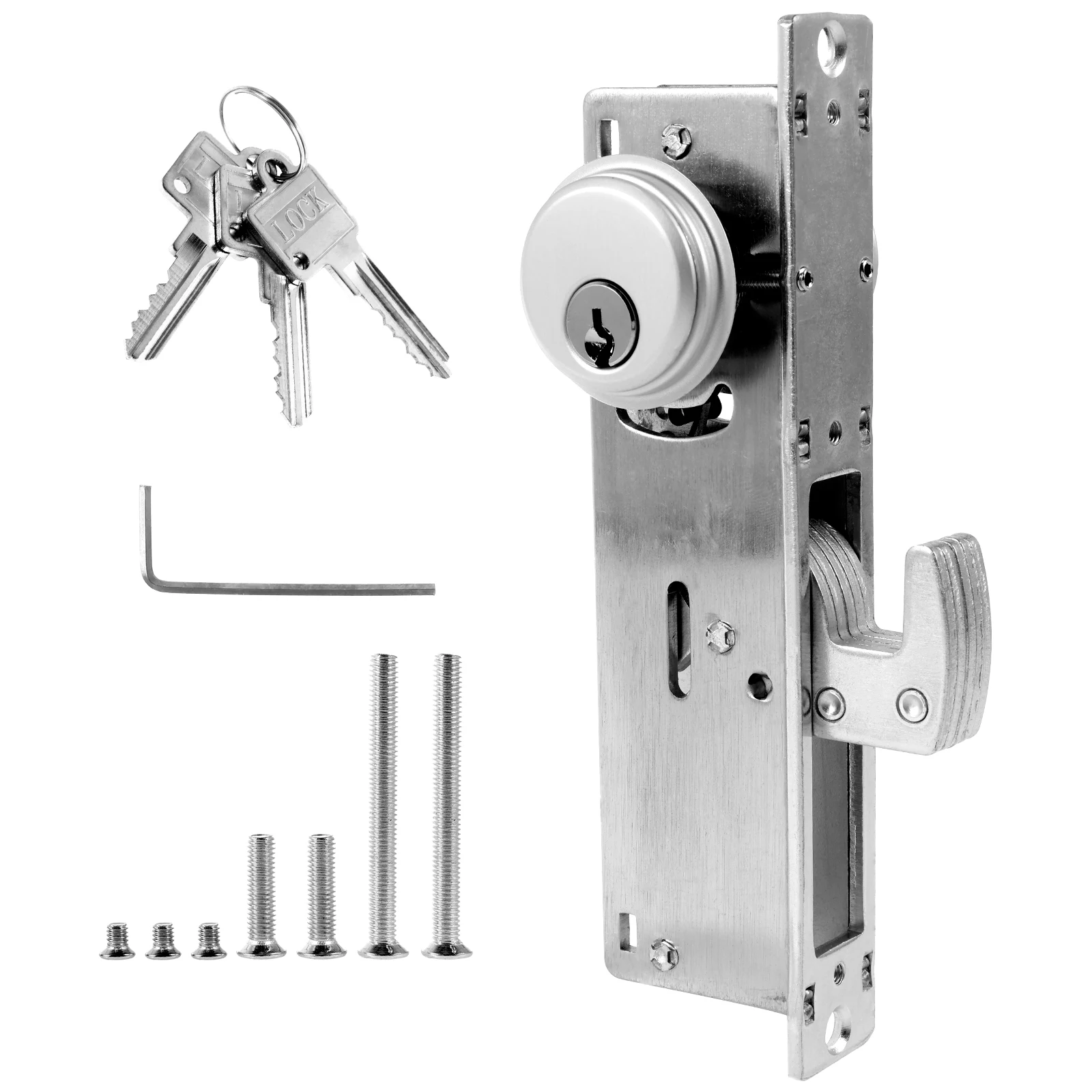 Storefront Door Lock Solid Zinc Alloy Commercial Mortise Lock with Double Cylinder Multipurpose Storefront Mortice Hook Door