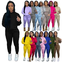 High Elastic Tracksuit Top Pants Two Piece Set Custom LOGO Wholesale Private Label Plus Size Hoodie Sweatshirt Jogger Set