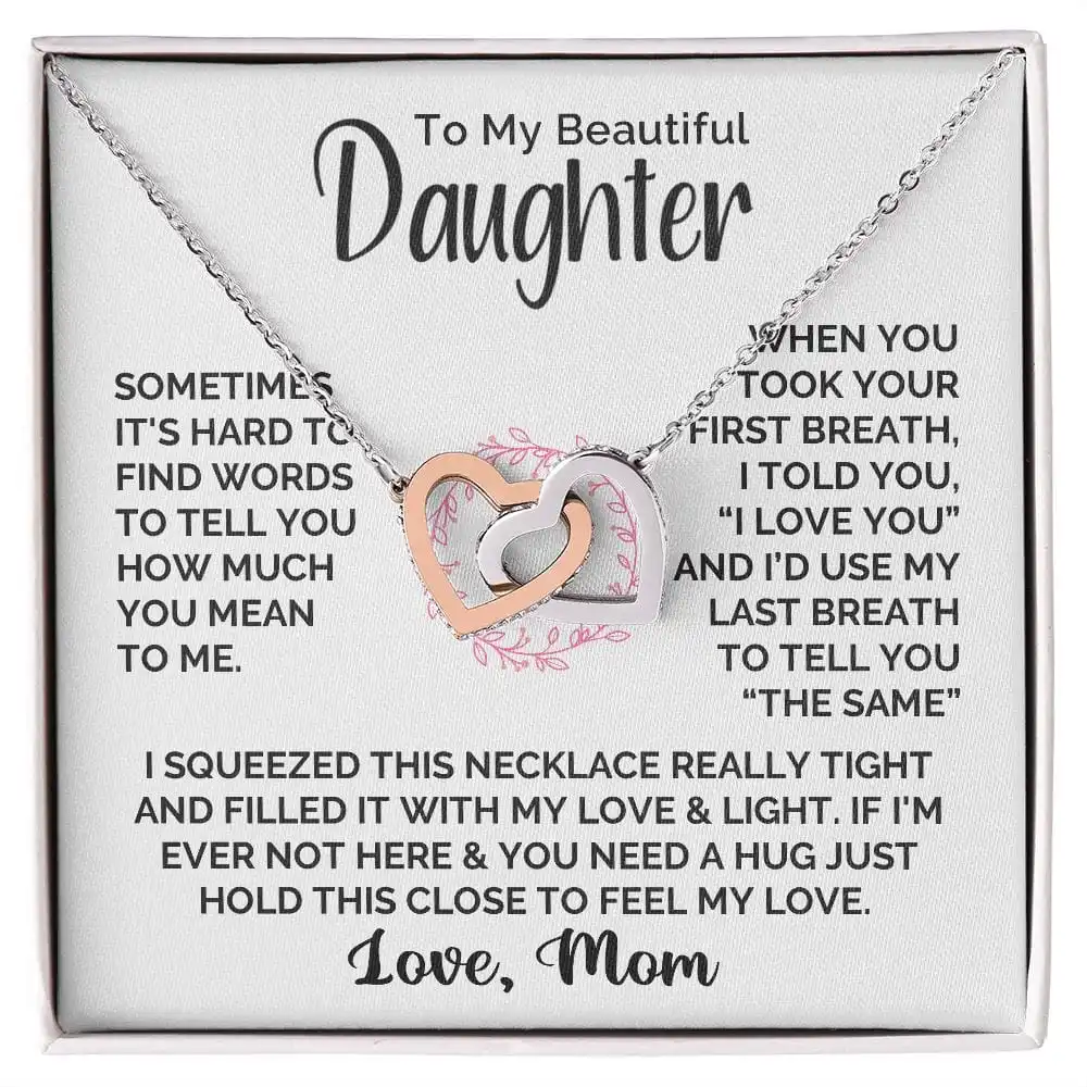 To My Daughter Gift From Mom Love Heart Christmas Mother Daughter Gift Girl Women Stainless Steel Necklace 2024 Hot Dropshipping