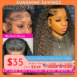Wow Angel 250% HD Lace Frontal Wigs 13X6 Water Wave Wigs 13x4 Lace Frontal Wigs Pre Plucked Curly Wig Human Hair Wig For Woman