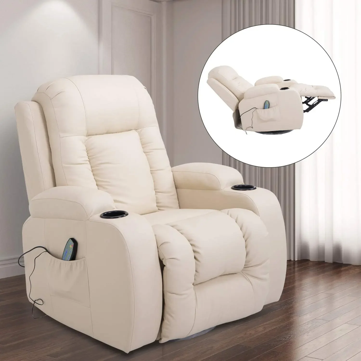 Luxury High End Relaxing Modern 360 Degree Swivel Power PU Leather Sofa Massage Recliner Chair For Living Room