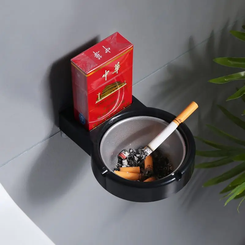 

Creative Toilet Ashtray Drop-Resistant Household DIY European Stainless Steel Ashtray Personalized Wall-Mounted Punch-Free