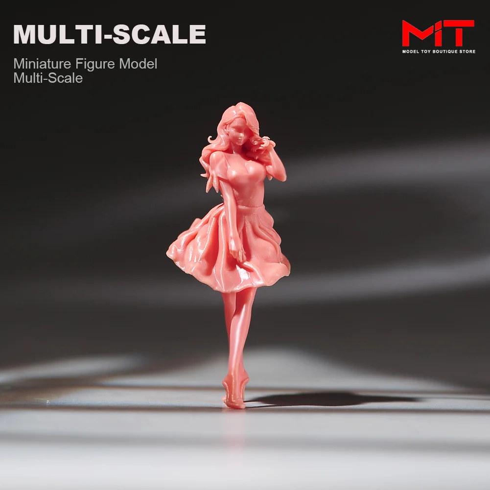 Miniature Figure 1/87 1/64 1/43 1/24 1/18 Beauty Girl Wearing Bubble Skirt Diorama Figurine Resin Model Scene Prop Decor Crafts