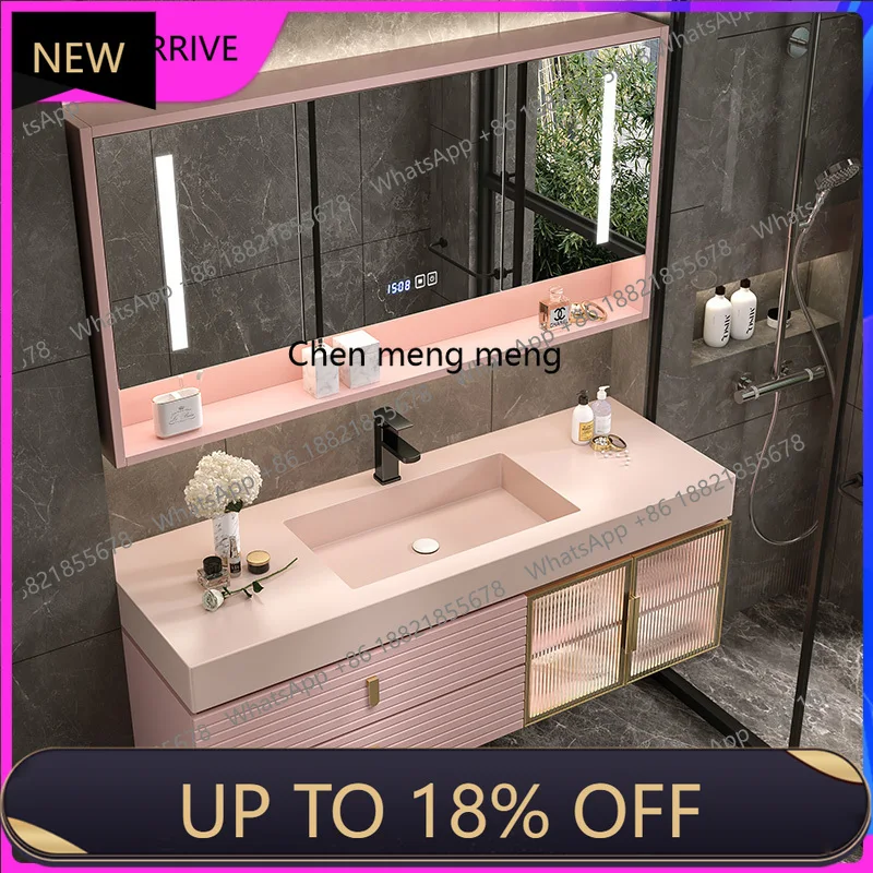 

C88 Corian integrated basin bathroom oak bathroom cabinet wall-mounted smart washbasin washstand