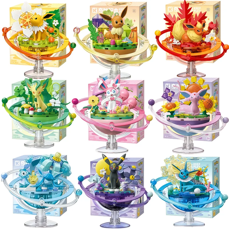

Keeppley Pokemon Eevee Umbreon Sylveon Glaceon Jolteon Umbreon Family Planet Series Anime Figure Building Blocks Toys Kids Chris