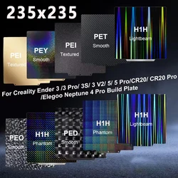 235x235 Pei Smooth Sheet For Ender 3 Elegoo Neptune 4 Pro Pet Peo Pey Magnetic Build Plate Sping Steel 3d Printer Heated Bed