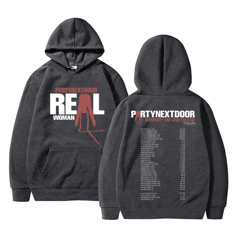 Rapper Partynextdoor Hoodie Real Woman Sorry Im Outside Tour Hoodies Men Hip Hop Oversized Sweatshirt Male Fleece Casual Clothes