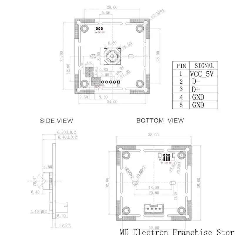 T5EA Compactly 13MP Tablero cámara USB con cámara enfoque automático con enchufes 2.0 mm para vigilancia Robótica Video
