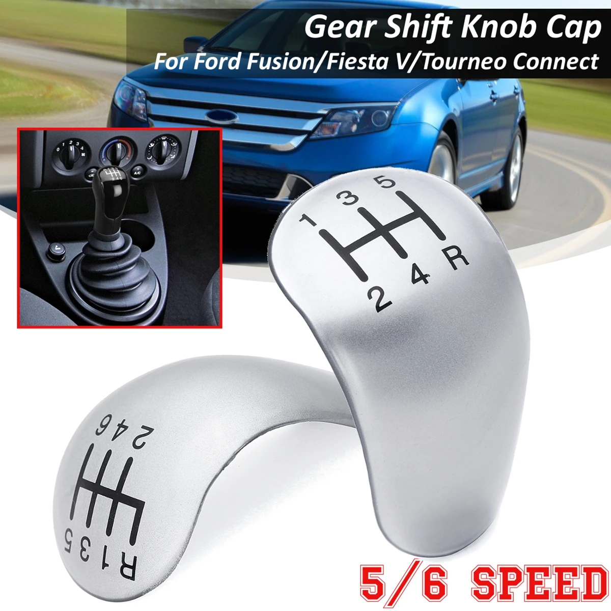 Gear Shift Knob Badge Emblem Cap Knob Cover 5/6 Speed Insert Replacement For Ford For Fusion Fiesta V Tourneo Connect