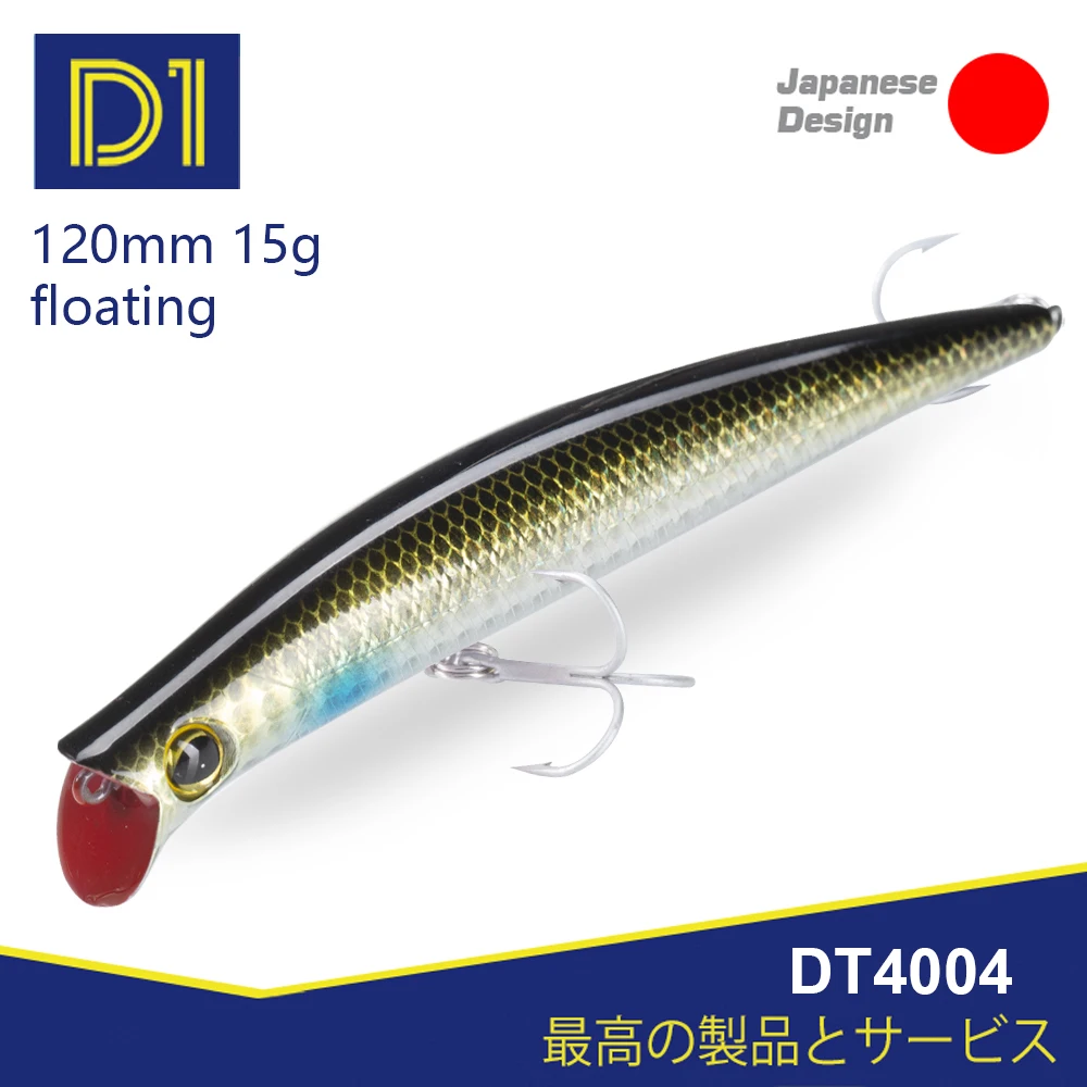 

D1 KOMOMO II Popper Fishing Lures 120mm/15g Floating Artificial Hard Wobblers Saltwater For Fishing Bass Bait pesca Tackle