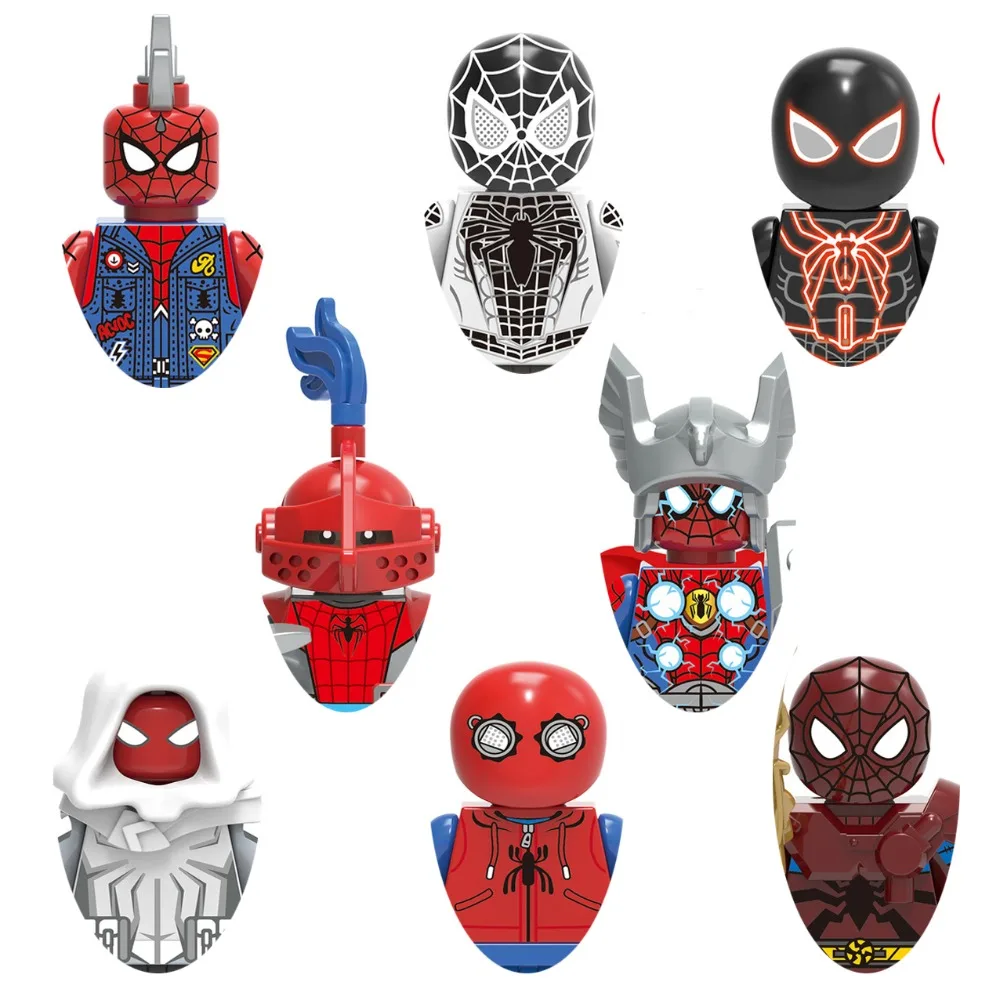 

Marvel Building Blocks Punk Knight Warrior Spider-Man Multiple Forms Cool Exquisite Film Characters Assemble Toy Model Kid Gift