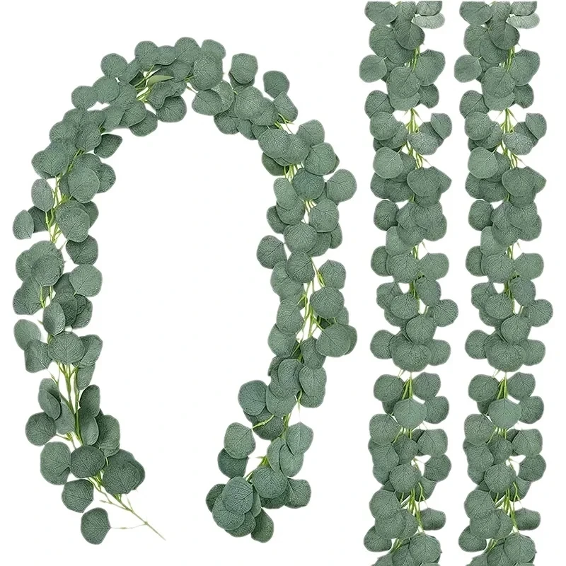Künstliche Pflanzen, gefälschte Pflanzen, grüne Eukalyptusblätter, Lvy Vine, Zuhause, Zimmer, Hochzeit, Weihnachtsdekoration, Großhandel, DIY-Hängegirlande