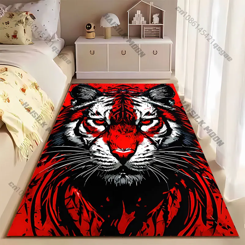 Powerful fierce tiger face carpet Yoga living room room decor children's crawling mat doormat area rug games mat