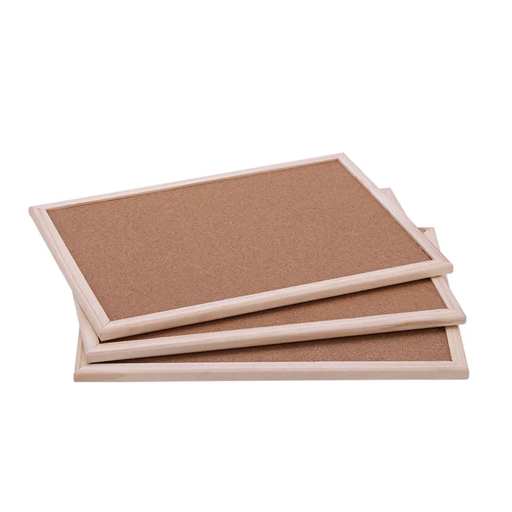 Cork Bulletin Board 40x30cm Natural Surface Wooden Frame Hanging Notice Board Functional Wall Organizer for Office Home School