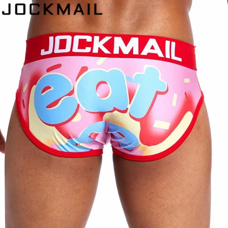 Jockmail Gay Sexy Men Underwear Lingerie Cartoon Print Briefs Sissy Homme Calzoncillos Hombre Slip Low Waist Ice Silk Breathable