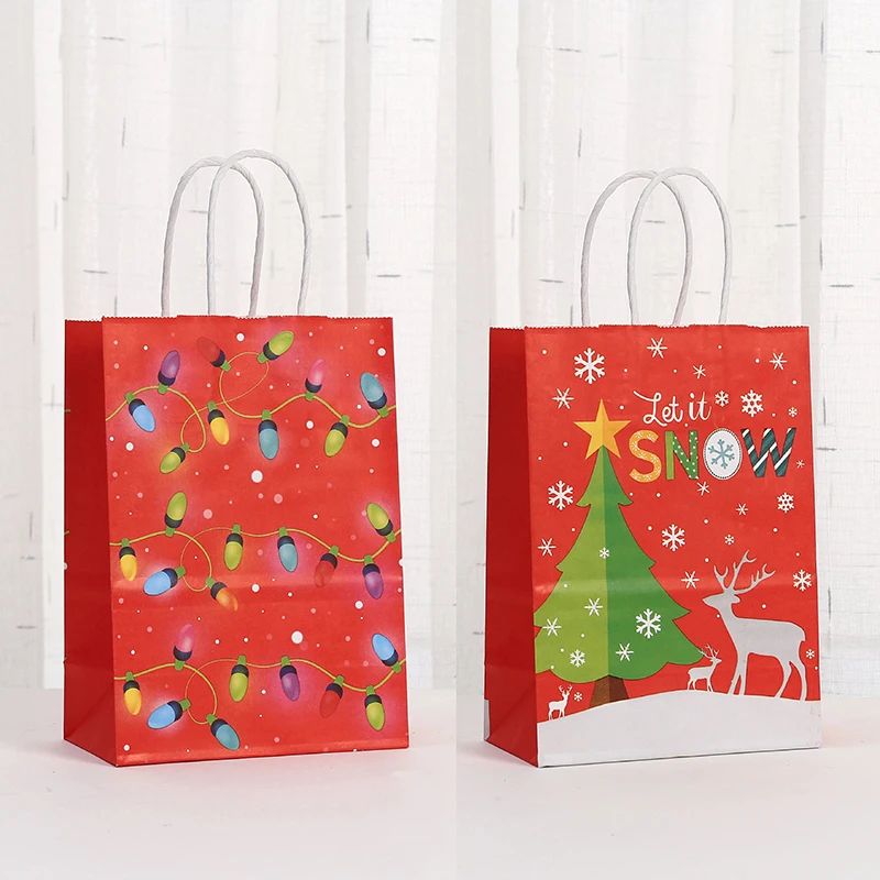 Cartoon Weihnachten Tote Papiertüte Langlebige wiederverwendbare Lebensmitteleinkaufstaschen Tasche Urlaub Partybevorzugungstaschen