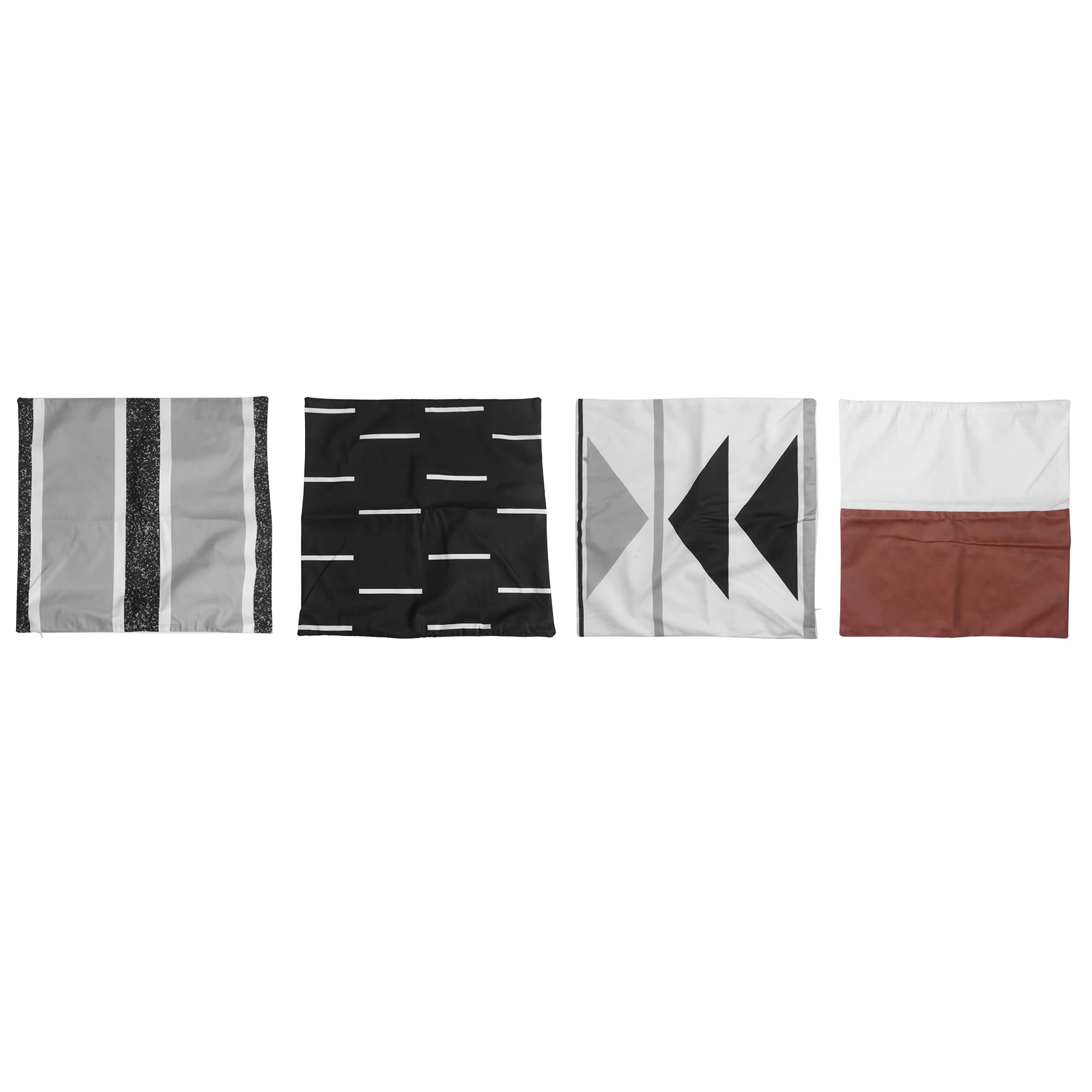 18X18 Inch Modern Design Short Plush Black White Geometric Faux Leather Set (18 Inch X 18 Inch)-Tvdae