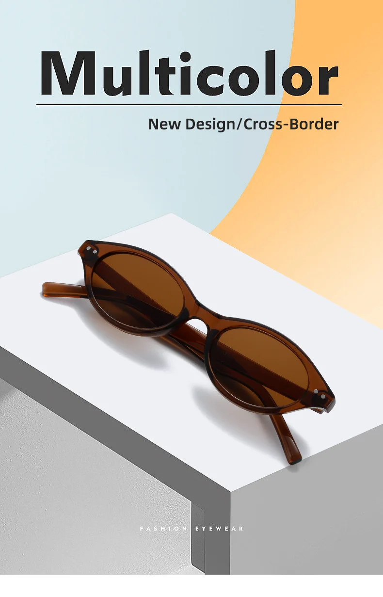 Kleine ovale Brillengestelle mit klaren Gläsern, süßes Süßigkeiten-Kostüm, dekorative Computerbrille, Damen-Sonnenbrille – Detail 1