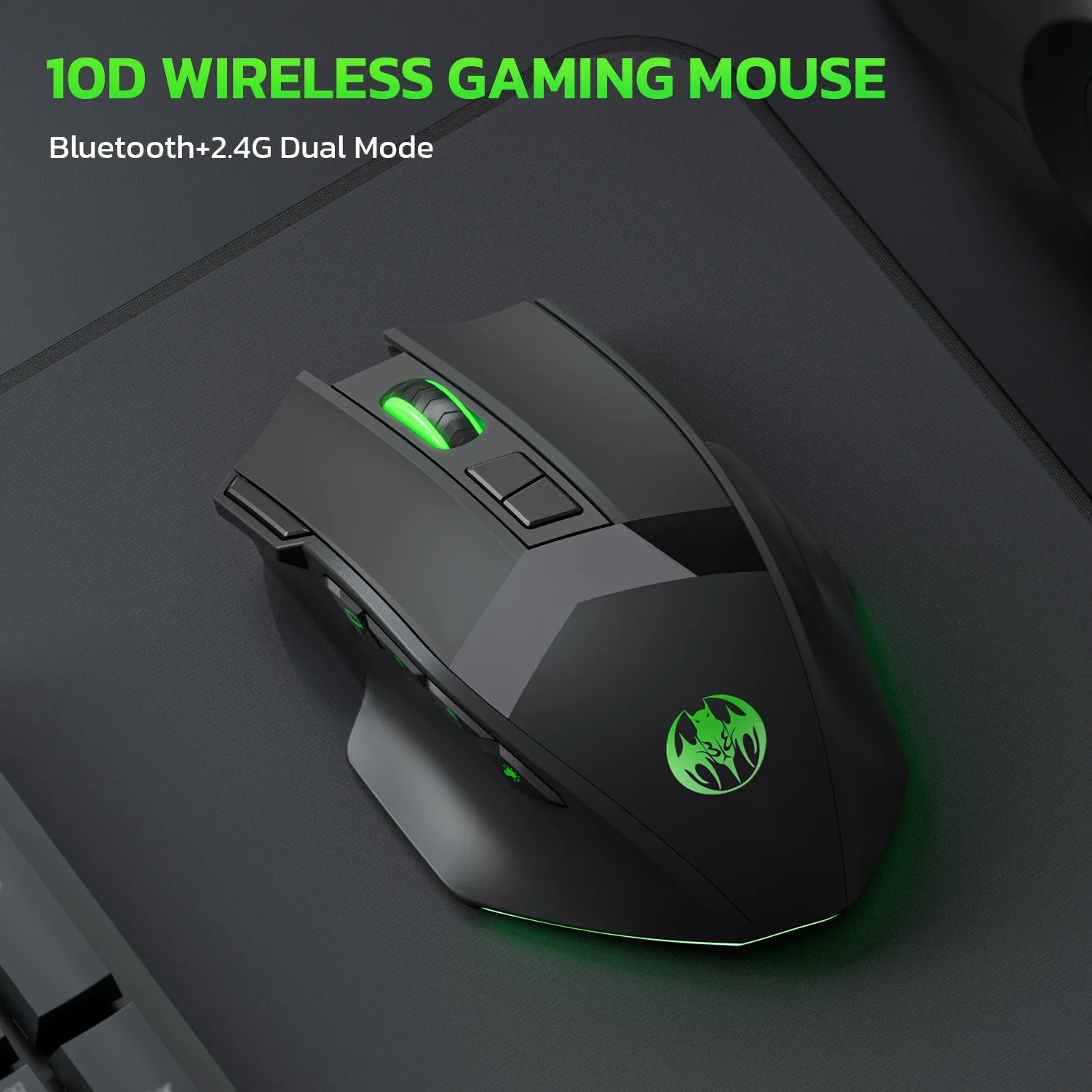 Wireless Charging Bluetooth Dual‑Mode 10‑Key Silent Gaming Mouse, Adjustable 4800DPI With RGB Colorful Lighting for PC Gaming