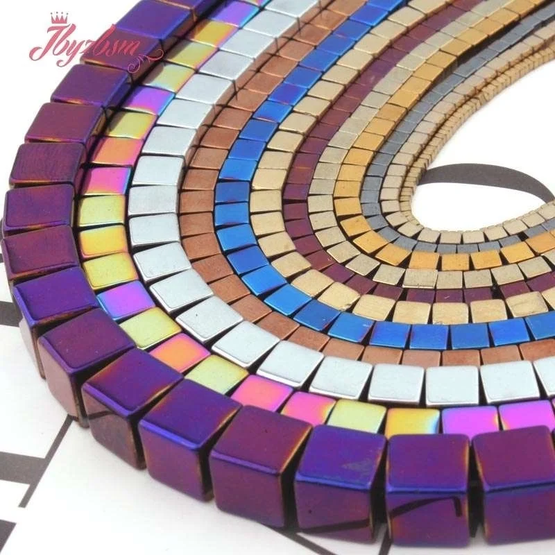 الهيماتيت الطبيعي السلس مكعب حجر الخرز ستراند 15 "لقلادة أساور القرط صنع المجوهرات DIY بها بنفسك فضفاض الخرز 2/3/4/6 مللي متر #4