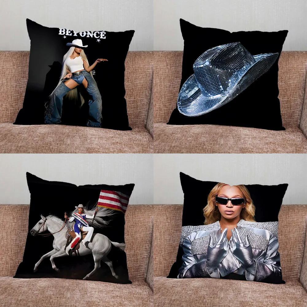 

Singer B-Beyonce Cowboy Carter Pillow Case For Home Bedroom Car Office Decoration Living Room Sofa Cushion Cover Suitable